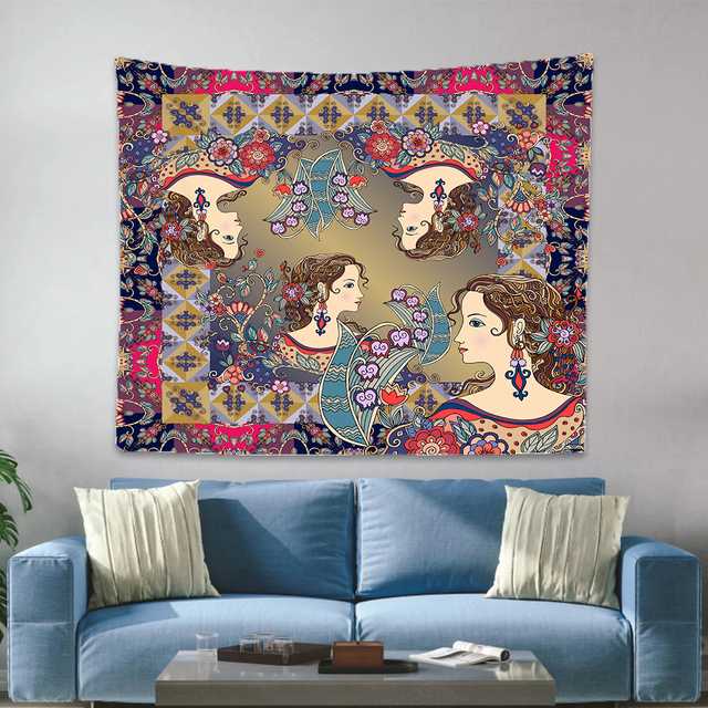 Floral Tapestry Mandala z bordiurą Paisley - ozdoba ścienna do salonu i sypialni, różne rozmiary - Wianko - 4