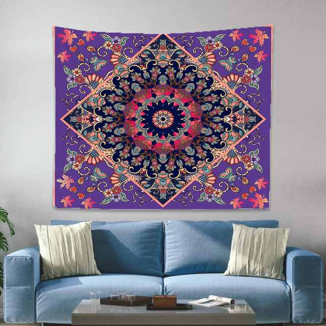 Floral Tapestry Mandala z bordiurą Paisley - ozdoba ścienna do salonu i sypialni, różne rozmiary - Wianko - 9