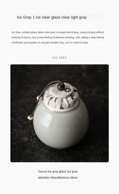 Puszka na herbatę ceramiczna zamknięta mini w stylu japońskim, koloru ice grey - Wianko - 6