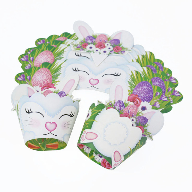Papierowe babeczki z motywem Króliczek do dekoracji tortu - zestaw 12 sztuk - Wianko - 6