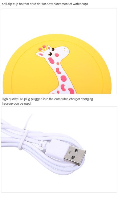 Podgrzewacz ciepła USB Cute Cartoon do filiżanek, spodek termiczny, wysokiej jakości, 5V - Wianko - 5