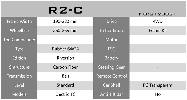 Samochód elektryczny SNRC R2-G R2-C R2 1/10 RC z trybem zdalnego sterowania i ramą TOURING CAR - Wianko - 5