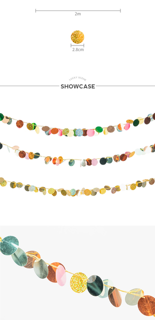 Kolorowe plastikowe girlandy z okrągłymi kołami - dekoracje DIY na przyjęcie, urodziny, bannery - Wianko - 2