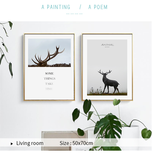 Plakat Dmuchawiec las łoś jeleń ze zwierzętami Nordic - naturalny druk płótno, artystyczne obraz, dekoracja ściany, krajobraz domu, zdjęcia salonu - Wianko - 5