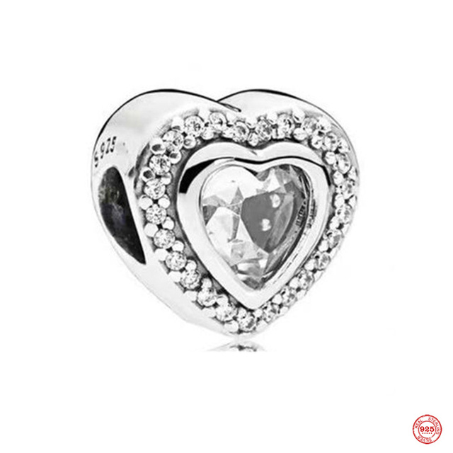 925 Sterling srebrny wisiorek - czterolistna koniczyna koralik miłości z błyskotką, damska biżuteria Pandora na prezent - Wianko - 7