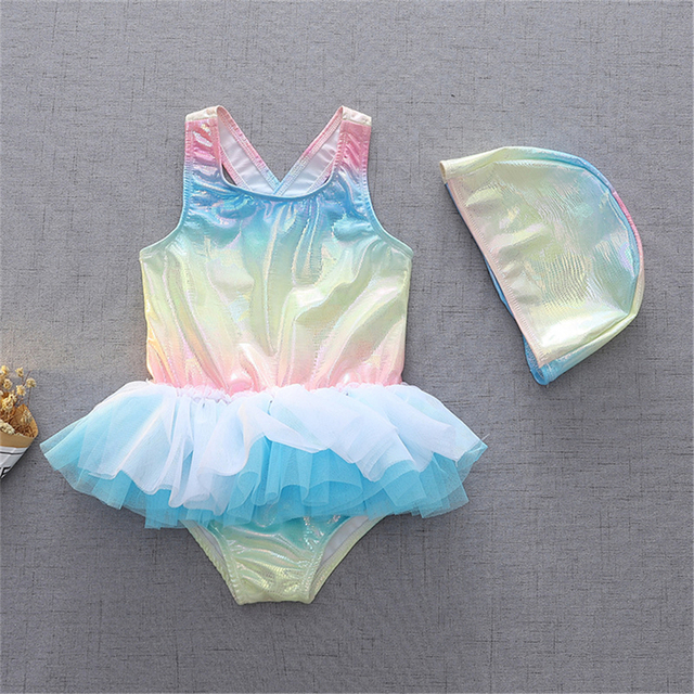 Letni strój kąpielowy dla dziewczynki - maluch - syrenka Tutu: bikini jednoczęściowe z czepkiem 2021 - Wianko - 8