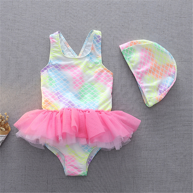 Letni strój kąpielowy dla dziewczynki - maluch - syrenka Tutu: bikini jednoczęściowe z czepkiem 2021 - Wianko - 11