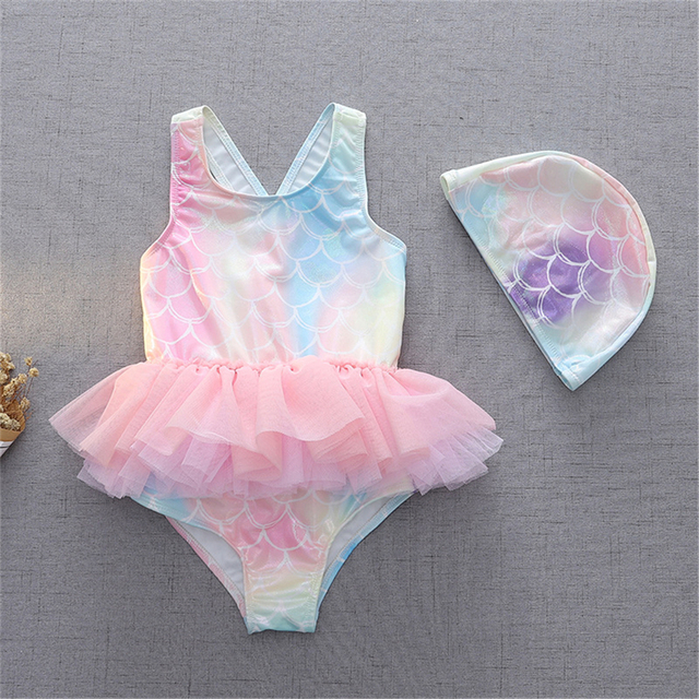 Letni strój kąpielowy dla dziewczynki - maluch - syrenka Tutu: bikini jednoczęściowe z czepkiem 2021 - Wianko - 12