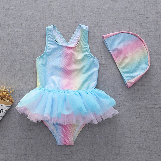 Letni strój kąpielowy dla dziewczynki - maluch - syrenka Tutu: bikini jednoczęściowe z czepkiem 2021 - Wianko - 7