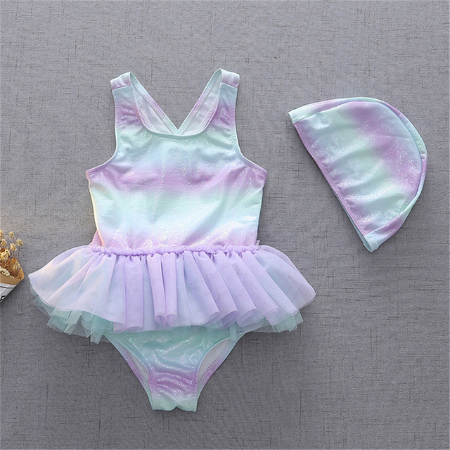 Letni strój kąpielowy dla dziewczynki - maluch - syrenka Tutu: bikini jednoczęściowe z czepkiem 2021 - Wianko - 6