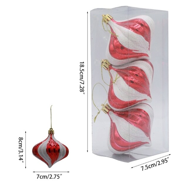 Zestaw 3 bombki choinkowe w kształcie cebuli z ozdobnymi strzępami - idealne na prezent dla dzieci - Wianko - 6