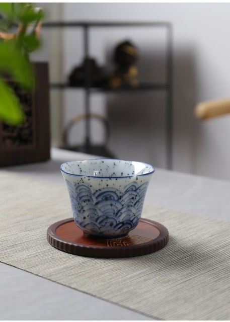 Ręcznie malowany Porcelanowy Kubek do Herbaty w Chińskim Stylu Retro, kolor niebieski i biały, pojemność 50-90ml - Wianko - 12