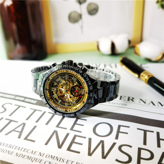 Mechaniczny zegarek męski ze złotym ruchem - klasyczna seria luksusowego designu 2020 - Wianko - 4