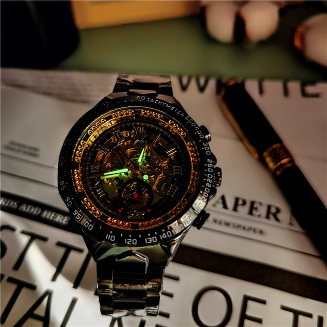 Mechaniczny zegarek męski ze złotym ruchem - klasyczna seria luksusowego designu 2020 - Wianko - 6