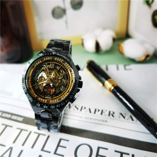 Mechaniczny zegarek męski ze złotym ruchem - klasyczna seria luksusowego designu 2020 - Wianko - 2