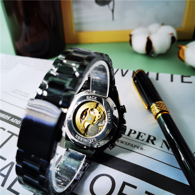 Mechaniczny zegarek męski ze złotym ruchem - klasyczna seria luksusowego designu 2020 - Wianko - 5