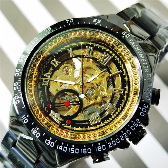 Mechaniczny zegarek męski ze złotym ruchem - klasyczna seria luksusowego designu 2020 - Wianko - 1