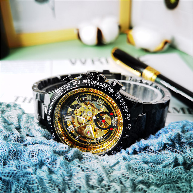Mechaniczny zegarek męski ze złotym ruchem - klasyczna seria luksusowego designu 2020 - Wianko - 3