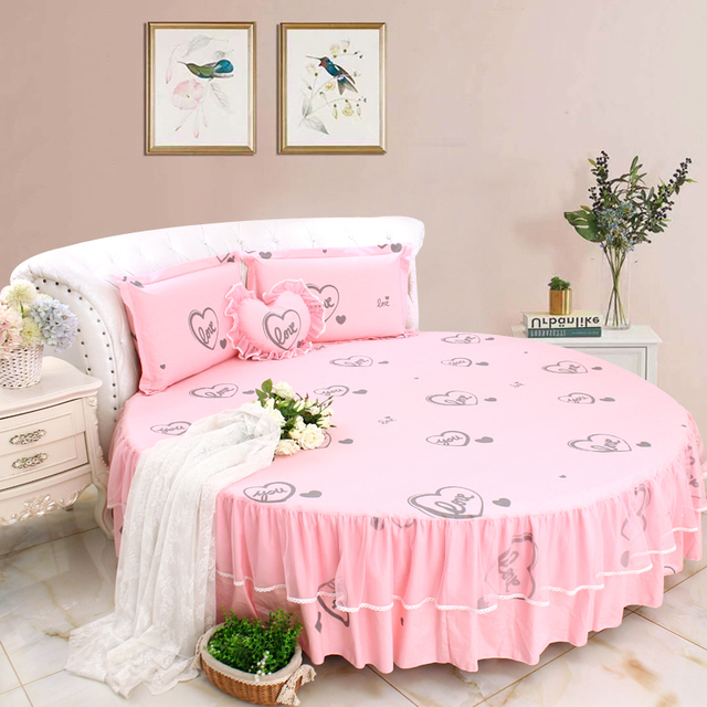 Zestaw pościeli - Różowe serce miłości, okrągłe łóżko narożne, słodka kołdra, duży rozmiar - Wianko - 3