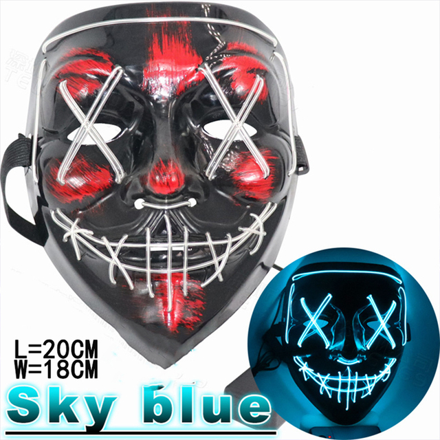 Maska LED z motywem Halloween, wybory kostiumów, imprez i DJ, z blaskiem w ciemnościach, idealna do Cosplayu, Payday i DIY - Wianko - 9