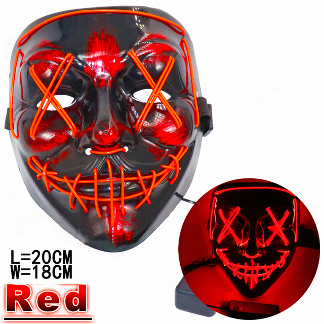Maska LED z motywem Halloween, wybory kostiumów, imprez i DJ, z blaskiem w ciemnościach, idealna do Cosplayu, Payday i DIY - Wianko - 5