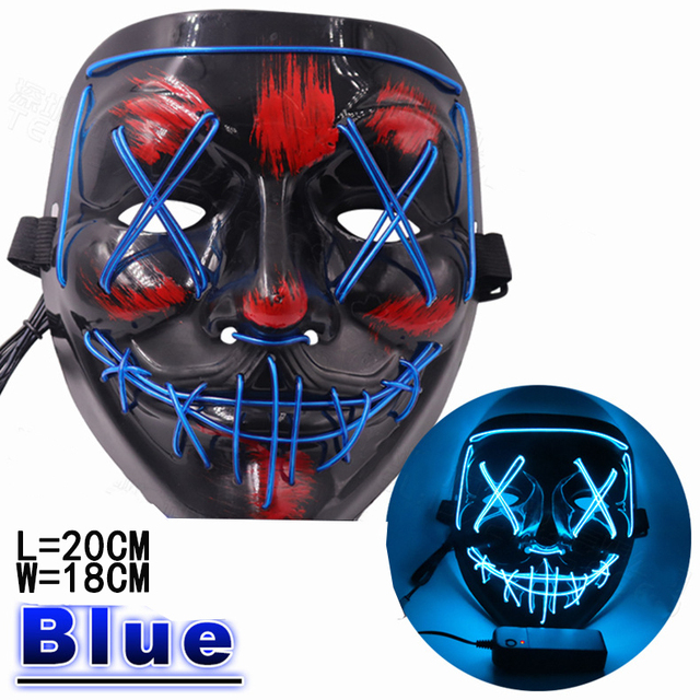 Maska LED z motywem Halloween, wybory kostiumów, imprez i DJ, z blaskiem w ciemnościach, idealna do Cosplayu, Payday i DIY - Wianko - 6