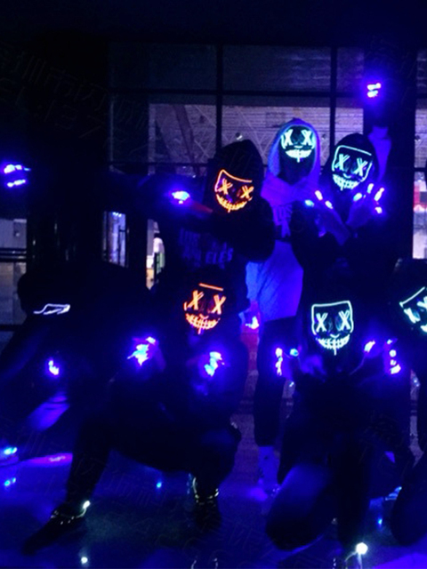 Maska LED z motywem Halloween, wybory kostiumów, imprez i DJ, z blaskiem w ciemnościach, idealna do Cosplayu, Payday i DIY - Wianko - 16