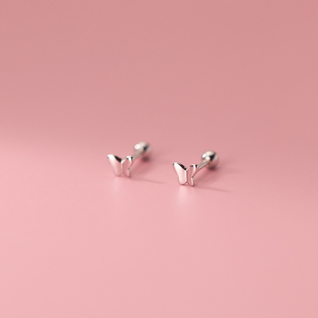 Kolczyki srebrne motylki ze sztyftem i koralami WANTME 925 - biżuteria minimalizmu dla nastoletnich dziewczyn i imprez - Wianko - 6