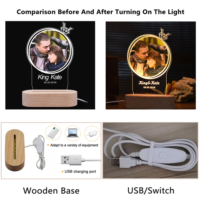 Personalizowana drewniana rama USB z unikalną podstawą – idealna dekoracja salonu i sypialni, doskonały prezent na rocznicę - Wianko - 3