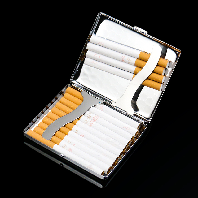 Metalowa papierośnica 20 przenośna ultra-cienka – automatycznie odwracające się męskie pudełko papierosów, idealny prezent! - Wianko - 3