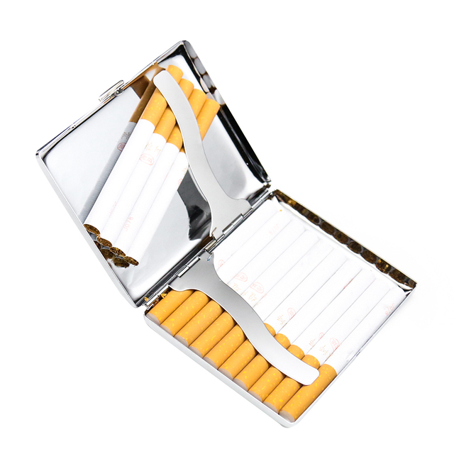 Metalowa papierośnica 20 przenośna ultra-cienka – automatycznie odwracające się męskie pudełko papierosów, idealny prezent! - Wianko - 4