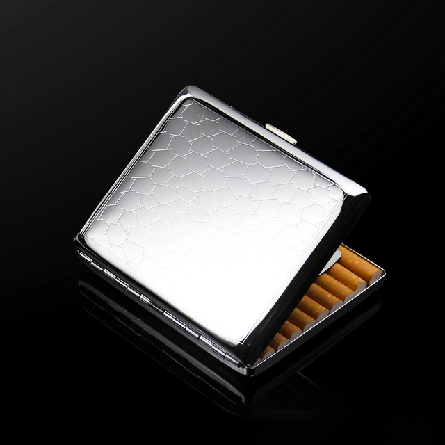 Metalowa papierośnica 20 przenośna ultra-cienka – automatycznie odwracające się męskie pudełko papierosów, idealny prezent! - Wianko - 2