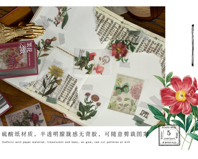 Bloczek notesowy Dimi Mini broszura - 400 arkuszy, 50% przezroczysty, kwiaty, znaczek papier - DIY Bullet Journaling INS Stationery - Wianko - 4