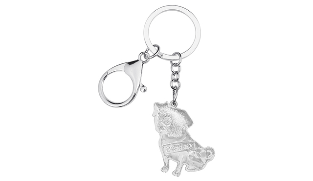 Breloczek na klucze z emaliowanym, błyszczącym Bulldogiem Mopsem i kółkiem z kryształkami - biżuteria i akcesoria dla miłośników zwierząt - Wianko - 8