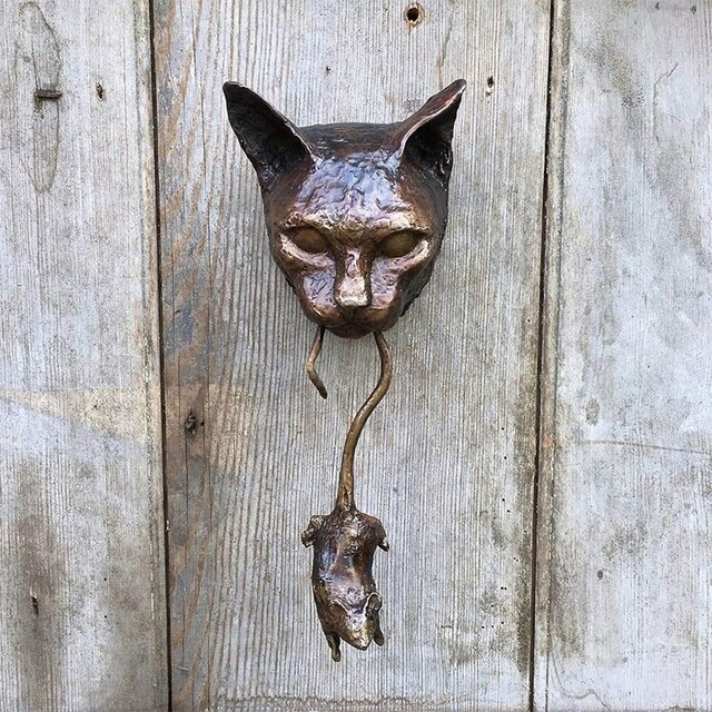 Zasłona ścienno-dekoracyjna z rzeźbą pięknego kota i myszki jako ozdoba ogrodowa dla domu - Wianko - 4