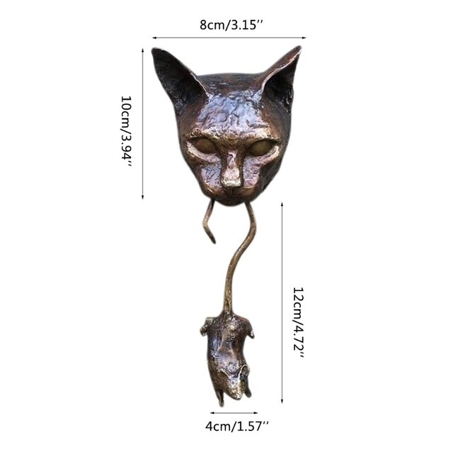 Zasłona ścienno-dekoracyjna z rzeźbą pięknego kota i myszki jako ozdoba ogrodowa dla domu - Wianko - 6