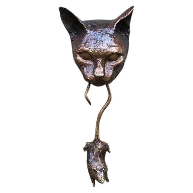 Zasłona ścienno-dekoracyjna z rzeźbą pięknego kota i myszki jako ozdoba ogrodowa dla domu - Wianko - 1
