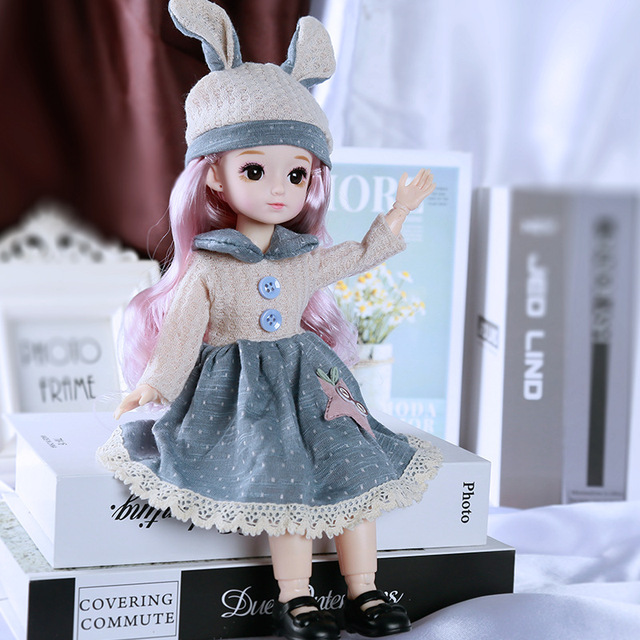 Nowa BJD Doll 30cm - symulacja, brązowe duże oczy, delikatna księżniczka 1/6, sukienka - dziewczyna DIY zabawka prezent - Wianko - 7