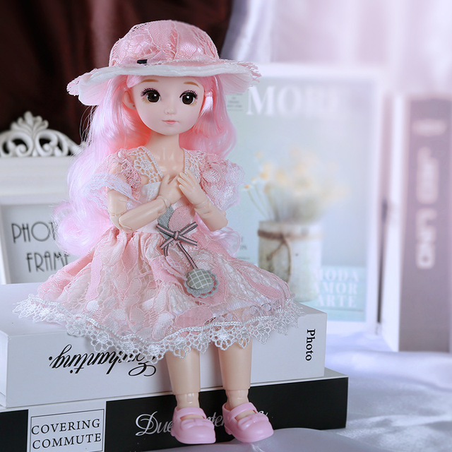 Nowa BJD Doll 30cm - symulacja, brązowe duże oczy, delikatna księżniczka 1/6, sukienka - dziewczyna DIY zabawka prezent - Wianko - 5