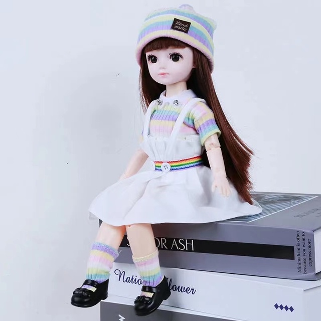 Nowa BJD Doll 30cm - symulacja, brązowe duże oczy, delikatna księżniczka 1/6, sukienka - dziewczyna DIY zabawka prezent - Wianko - 4