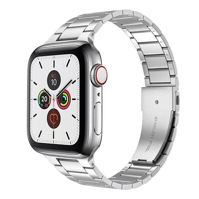 Metalowa taśma zewnętrzna do Apple Watch 44mm/40mm/42mm/38mm - seria 6/5/4/SE/3/2/1 - stal nierdzewna ultra-cienka, jednoczęściowa opaska na rękę iwatch - Wianko - 12