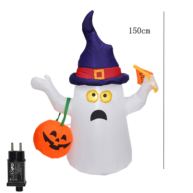 Lampion Halloween z nadmuchiwanych dekoracji dyni w stylu horroru z demonem LED czarownicą i duchem, idealny na imprezę DIY - Wianko - 19