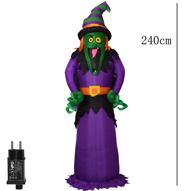 Lampion Halloween z nadmuchiwanych dekoracji dyni w stylu horroru z demonem LED czarownicą i duchem, idealny na imprezę DIY - Wianko - 12