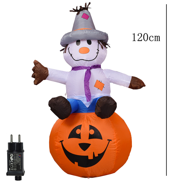 Lampion Halloween z nadmuchiwanych dekoracji dyni w stylu horroru z demonem LED czarownicą i duchem, idealny na imprezę DIY - Wianko - 15