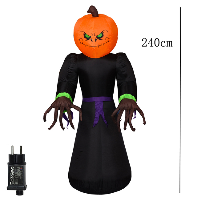 Lampion Halloween z nadmuchiwanych dekoracji dyni w stylu horroru z demonem LED czarownicą i duchem, idealny na imprezę DIY - Wianko - 14