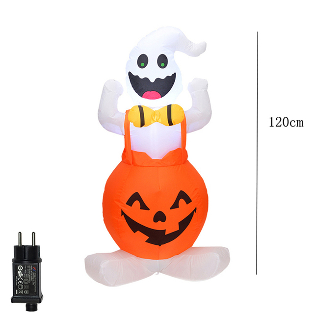 Lampion Halloween z nadmuchiwanych dekoracji dyni w stylu horroru z demonem LED czarownicą i duchem, idealny na imprezę DIY - Wianko - 18