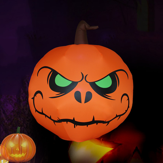 Lampion Halloween z nadmuchiwanych dekoracji dyni w stylu horroru z demonem LED czarownicą i duchem, idealny na imprezę DIY - Wianko - 9