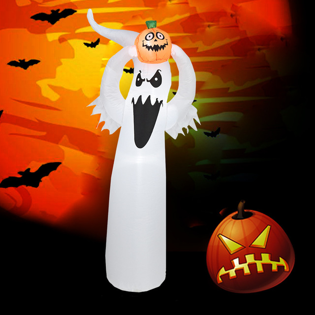 Lampion Halloween z nadmuchiwanych dekoracji dyni w stylu horroru z demonem LED czarownicą i duchem, idealny na imprezę DIY - Wianko - 10