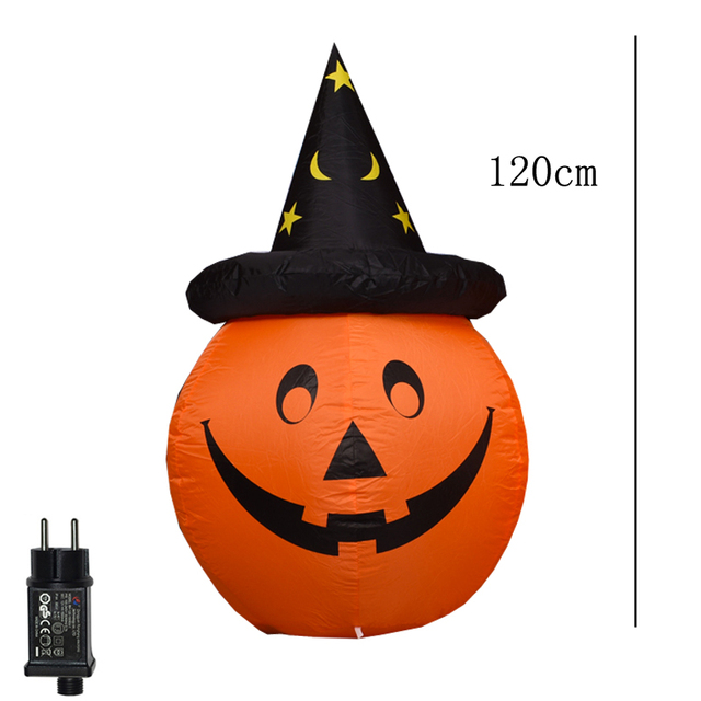 Lampion Halloween z nadmuchiwanych dekoracji dyni w stylu horroru z demonem LED czarownicą i duchem, idealny na imprezę DIY - Wianko - 11