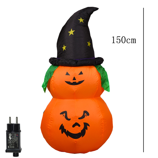Lampion Halloween z nadmuchiwanych dekoracji dyni w stylu horroru z demonem LED czarownicą i duchem, idealny na imprezę DIY - Wianko - 16